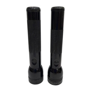 Maglite 2D Cell Flashlights Black Tested Working Lot of 2 Spare Bulb